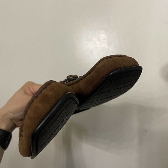 STUART WEITZMAN brown suede leather slip on loafers with rhinestones size US 8 - Picture 7 of 8